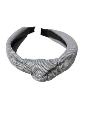 Gray Wide Textured Fabric Fashion Headband w/ Knot